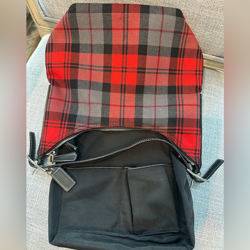 Coach Red and Black Plaid Mini Bag - Picture 2 of 16